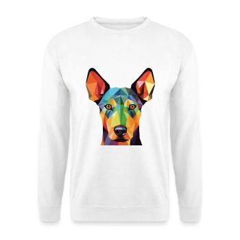 Dobermann Terrier Hund Buntes Aquarell Tier - Unisex Pullover - Weiß - Vorne - Alina (178cm) & Michal (187cm)
