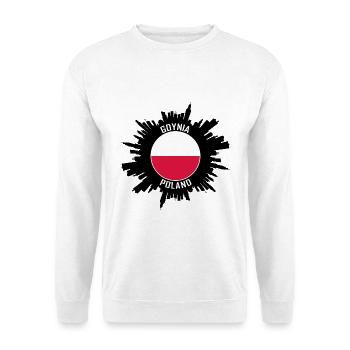 Gdynia Skyline Polen Flagge Reise Souvenir - Unisex Pullover - Weiß - Vorne - Alina (178cm) & Michal (187cm)