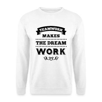 Teamwork makes the Dream work - Team Spruch - Unisex Pullover - Weiß - Vorne - Alina (178cm) & Michal (187cm)