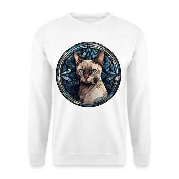Burma-Katzenrasse Aquarellglas - Unisex Pullover - Weiß - Vorne - Alina (178cm) & Michal (187cm)