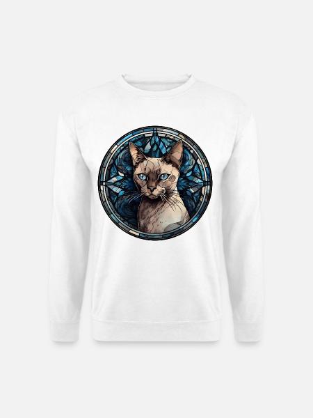 Burma-Katzenrasse Aquarellglas - Unisex Pullover - Weiß