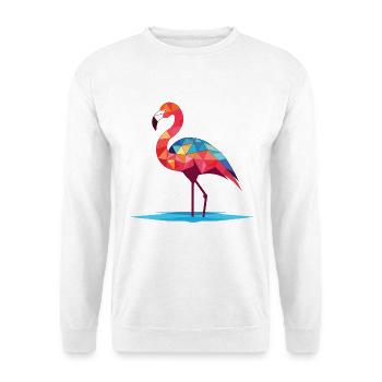 Flamingo Bunte Aquarell-Tierillustration - Unisex Pullover - Weiß - Vorne - Alina (178cm) & Michal (187cm)