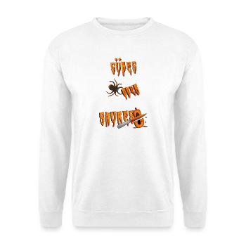 Süßes oder Saures suesses oder saures - Unisex Pullover - Weiß - Vorne - Alina (178cm) & Michal (187cm)