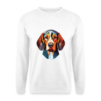 Sibirischer dreifarbiger Hund Hunderasse Aquarellglas - Unisex Pullover - Weiß - Vorne - Alina (178cm) & Michal (187cm)