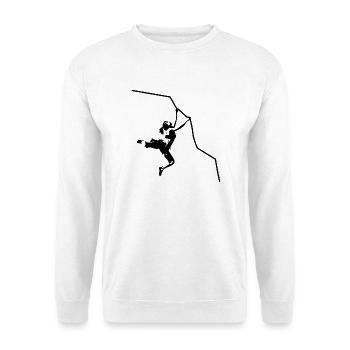 Kletterin am Fels - Unisex Pullover - Weiß - Vorne - Alina (178cm) & Michal (187cm)