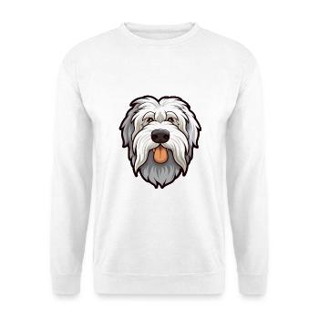 Cumberland Schäferhund Hunderasse Cartoon Kawaii Illus - Unisex Pullover - Weiß - Vorne - Alina (178cm) & Michal (187cm)
