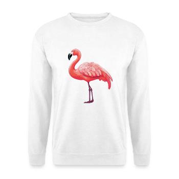 Flamingo-Karikatur Kawaii Aquarell-Illustration - Unisex Pullover - Weiß - Vorne - Alina (178cm) & Michal (187cm)
