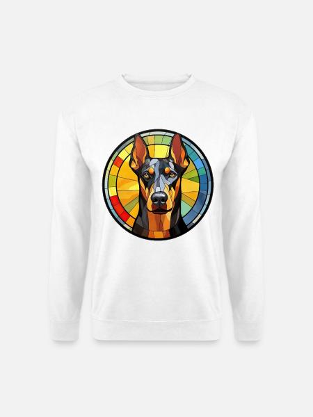 Dobermann Pinscher Hunderasse Aquarellglas - Unisex Pullover - Weiß