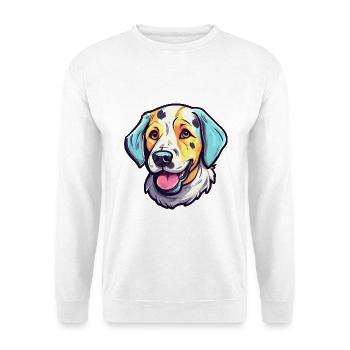 Akbash Hunderasse Aquarell Karikatur Kawaii Colorfu - Unisex Pullover - Weiß - Vorne - Alina (178cm) & Michal (187cm)