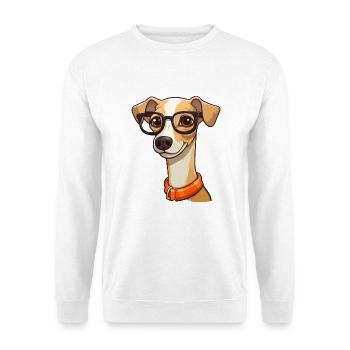 Whippet Hund Rasse Aquarell Karikatur Kawaii Glasse - Unisex Pullover - Weiß - Vorne - Alina (178cm) & Michal (187cm)