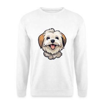 Lowchen Hunderasse Aquarell Karikatur Kawaii Clipar - Unisex Pullover - Weiß - Vorne - Alina (178cm) & Michal (187cm)