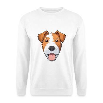 Draht Foxterrier Hunderasse Aquarell Karikatur Kawa - Unisex Pullover - Weiß - Vorne - Alina (178cm) & Michal (187cm)