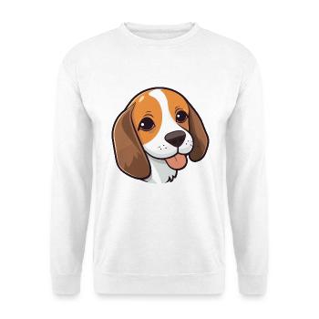 Beagle Hund Rasse Aquarell Cartoon Kawaii Clipart - Unisex Pullover - Weiß - Vorne - Alina (178cm) & Michal (187cm)