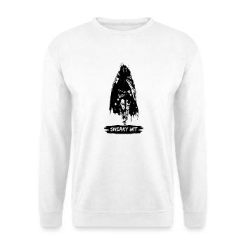 Witziger Hinterhalt - Unisex Pullover - Weiß - Vorne - Alina (178cm) & Michal (187cm)