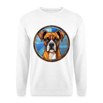 Boxer Hunderasse Aquarellglas - Unisex Pullover - Weiß - Vorne - Alina (178cm) & Michal (187cm)