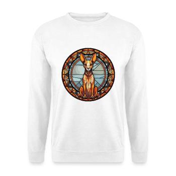 Hase indische Hunderasse Buntes Glas - Unisex Pullover - Weiß - Vorne - Alina (178cm) & Michal (187cm)