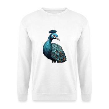 Pfau Niedliche Karikatur Kawaii Aquarell Tier Haustier - Unisex Pullover - Weiß - Vorne - Alina (178cm) & Michal (187cm)