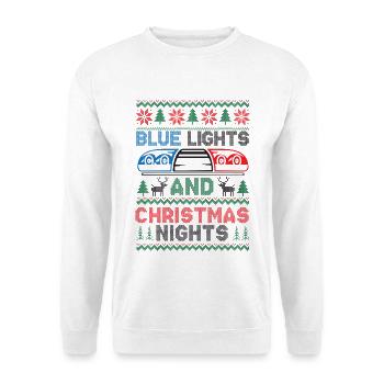 Blaue Lichter und Weihnachtsnächte Polizei Weihnac - Unisex Pullover - Weiß - Vorne - Alina (178cm) & Michal (187cm)