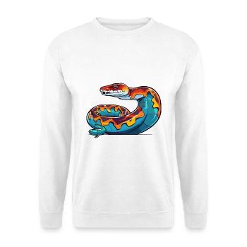 Anakonda Buntes Aquarell Cartoon Kawaii Tier - Unisex Pullover - Weiß - Vorne - Alina (178cm) & Michal (187cm)