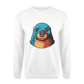Maulwurf buntes Aquarell Cartoon Kawaii Tier - Unisex Pullover - Weiß - Vorne - Alina (178cm) & Michal (187cm)