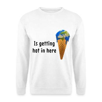 Is getting hot in here - Erde als schmelzendes Eis - Unisex Pullover - Weiß - Vorne - Alina (178cm) & Michal (187cm)