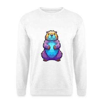 Murmeltier buntes Aquarell Cartoon Kawaii Tier - Unisex Pullover - Weiß - Vorne - Alina (178cm) & Michal (187cm)