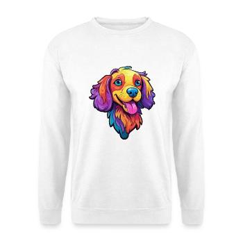 Stichelhaar Hunderasse Cartoon Kawaii Illustration - Unisex Pullover - Weiß - Vorne - Alina (178cm) & Michal (187cm)