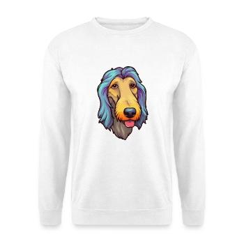 Scottish Deerhound Hunderasse Cartoon Kawaii Illust - Unisex Pullover - Weiß - Vorne - Alina (178cm) & Michal (187cm)
