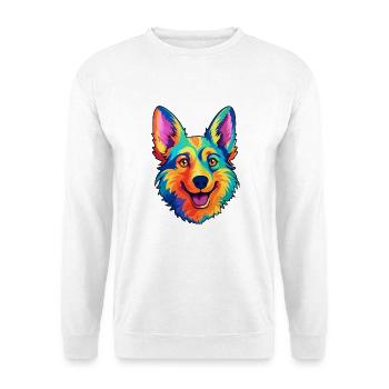 Norwegische Lundehund Hunderasse Cartoon Kawaii Abb. - Unisex Pullover - Weiß - Vorne - Alina (178cm) & Michal (187cm)