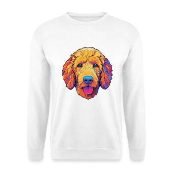 Goldendoodle Hunderasse Cartoon Kawaii Illustration - Unisex Pullover - Weiß - Vorne - Alina (178cm) & Michal (187cm)