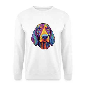 Hannoveraner Hund Rasse Cartoon Kawaii Illustration - Unisex Pullover - Weiß - Vorne - Alina (178cm) & Michal (187cm)