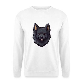 Schipperke Hunderasse Cartoon Kawaii Illustration - Unisex Pullover - Weiß - Vorne - Alina (178cm) & Michal (187cm)