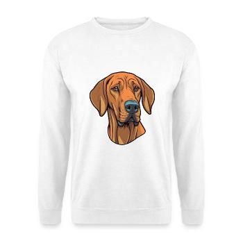 Rhodesian Ridgeback Hunderasse Cartoon Kawaii Illus - Unisex Pullover - Weiß - Vorne - Alina (178cm) & Michal (187cm)