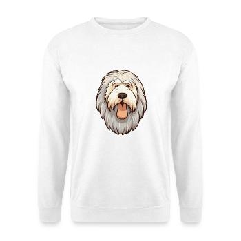 Alter englischer Schäferhund Hunderasse Karikatur Kawaii Illu - Unisex Pullover - Weiß - Vorne - Alina (178cm) & Michal (187cm)