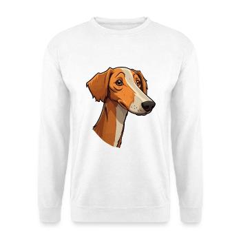 Lurcher Hunderasse Cartoon Kawaii Illustration - Unisex Pullover - Weiß - Vorne - Alina (178cm) & Michal (187cm)