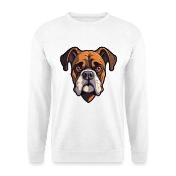 Deutsche Boxerhunderasse Karikatur Kawaii Illustration - Unisex Pullover - Weiß - Vorne - Alina (178cm) & Michal (187cm)