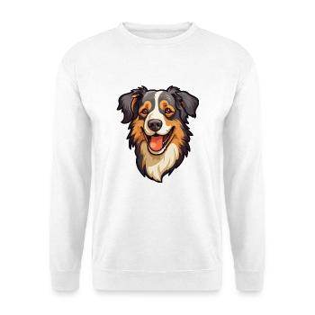 Englischer Schäferhund Rasse Cartoon Kawaii Illustra - Unisex Pullover - Weiß - Vorne - Alina (178cm) & Michal (187cm)