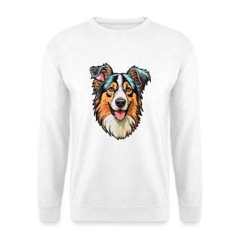 Böhmischer Schäferhund Rasse Cartoon Kawaii Illustration - Unisex Pullover - Weiß - Vorne - Alina (178cm) & Michal (187cm)