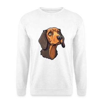 Auvergne Vorzeigehund Rasse Cartoon Kawaii Illustration - Unisex Pullover - Weiß - Vorne - Alina (178cm) & Michal (187cm)