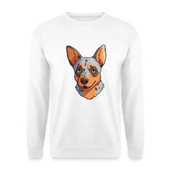 Australische Rinderhundrasse Cartoon Kawaii Illustration - Unisex Pullover - Weiß - Vorne - Alina (178cm) & Michal (187cm)