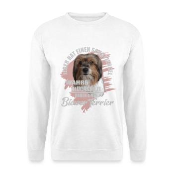 Biewer Terrier schöner Spruch - Unisex Pullover - Weiß - Vorne - Alina (178cm) & Michal (187cm)