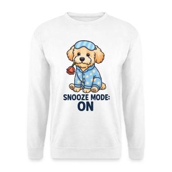 Maltipoo im Pyjama mit Rose – Snooze Mode ON - Unisex Pullover - Weiß - Vorne - Alina (178cm) & Michal (187cm)