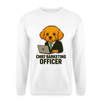 Chief Barketing Officer – Business Maltipoo - Unisex Pullover - Weiß - Vorne - Alina (178cm) & Michal (187cm)