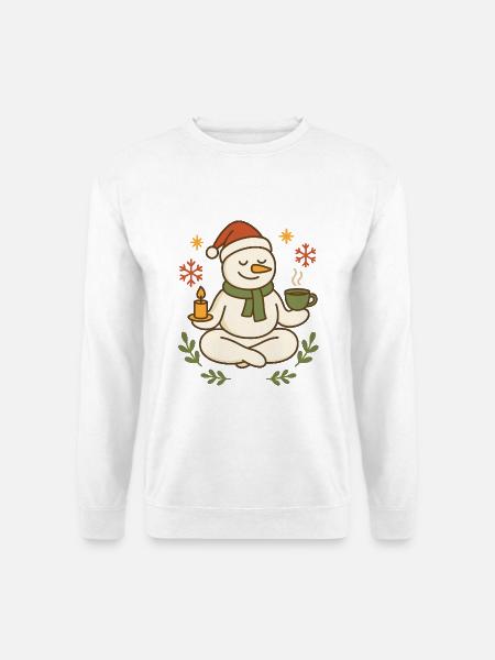 Schneemann Meditation Tee Weihnachten - Unisex Pullover - Weiß