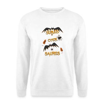 Süßes oder Saures - Unisex Pullover - Weiß - Vorne - Alina (178cm) & Michal (187cm)