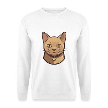 Burmesische Katze Cartoon Aquarell Illustration - Unisex Pullover - Weiß - Vorne - Alina (178cm) & Michal (187cm)