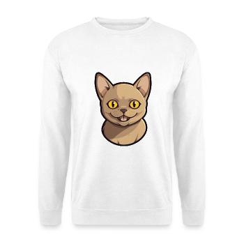 Burmesische Katze Cartoon Aquarell Illustration - Unisex Pullover - Weiß - Vorne - Alina (178cm) & Michal (187cm)