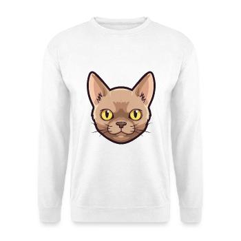 Burmesische Katze Cartoon Aquarell Illustration - Unisex Pullover - Weiß - Vorne - Alina (178cm) & Michal (187cm)