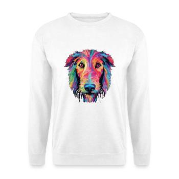 Scottish Deerhound Hunderasse buntes Aquarell - Unisex Pullover - Weiß - Vorne - Alina (178cm) & Michal (187cm)