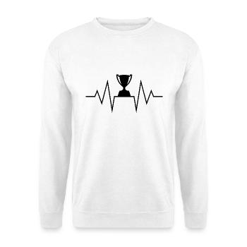 Herzschlag EKG Heartbeat Champion Pokal Gewinner - Unisex Pullover - Weiß - Vorne - Alina (178cm) & Michal (187cm)